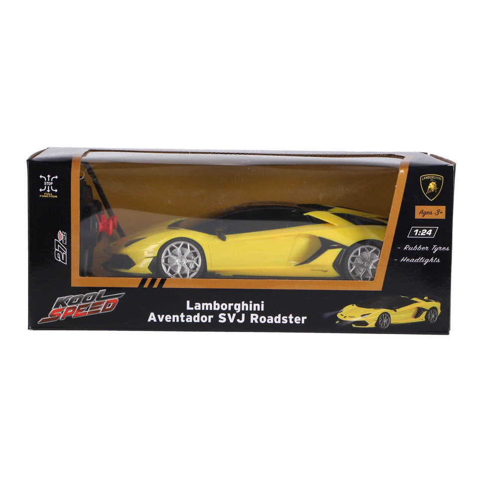 Radiografisch bestuurbare auto lamborghini 1:24 aventador svj roadster geel