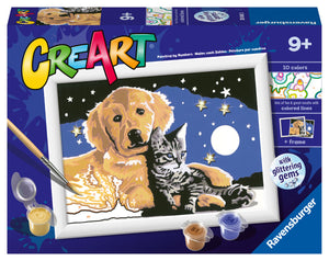 Ravensburger Creart Schilderen op nummer hond en  poes glitter