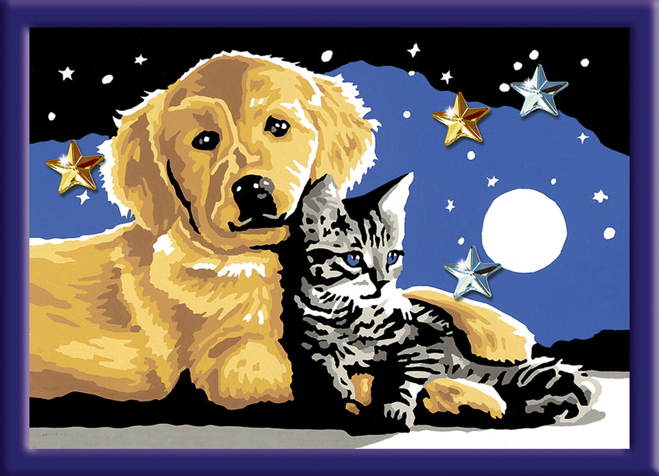 Ravensburger Creart Schilderen op nummer hond en  poes glitter