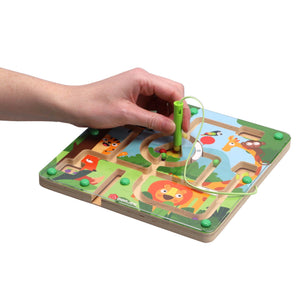 Labyrinth spel hout dieren 22 x 22 cm