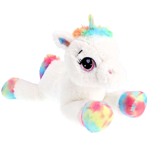 Unicorn pluche Wit Liggend 80 Cm