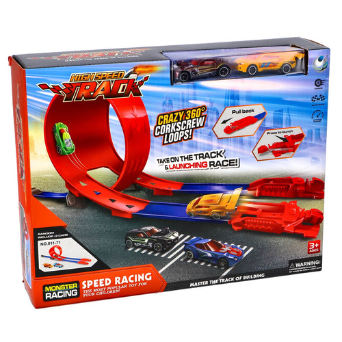 Racebaan met looping en 2 diecast auto's