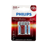 Batterij Philips AAA 4 stuks Power Alkaline