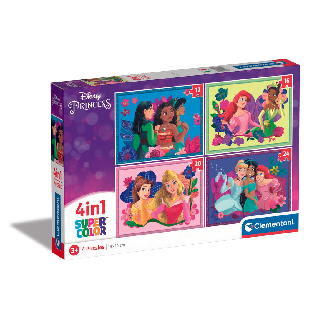 Clementoni disney princess 4 in 1 puzzel 12, 16,  20, 24 stukjes