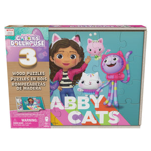 Gabby's Dollhouse Puzzel 3 Pack: Houten Puzzel In  Houten Doos