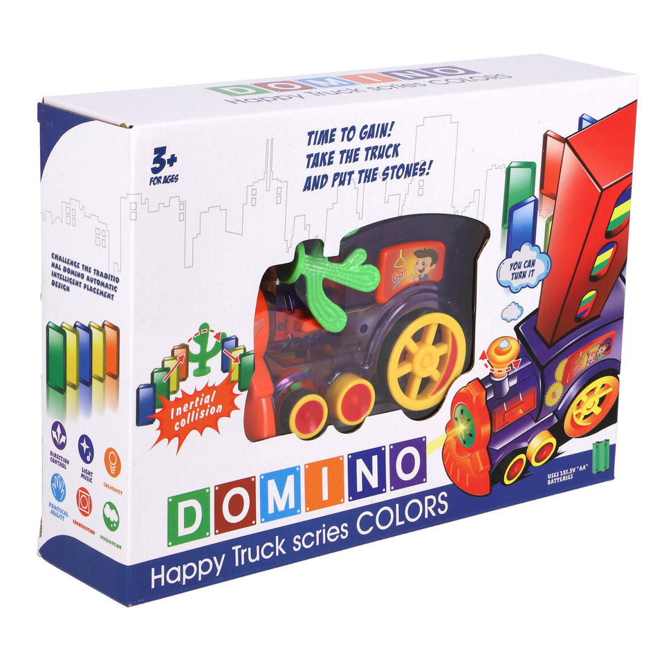 Domino trein b/o met 80 domino stenen