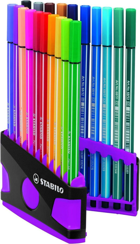 Stabilo Pen 68 Colorparade Antraciet/Roze 20 Kleuren