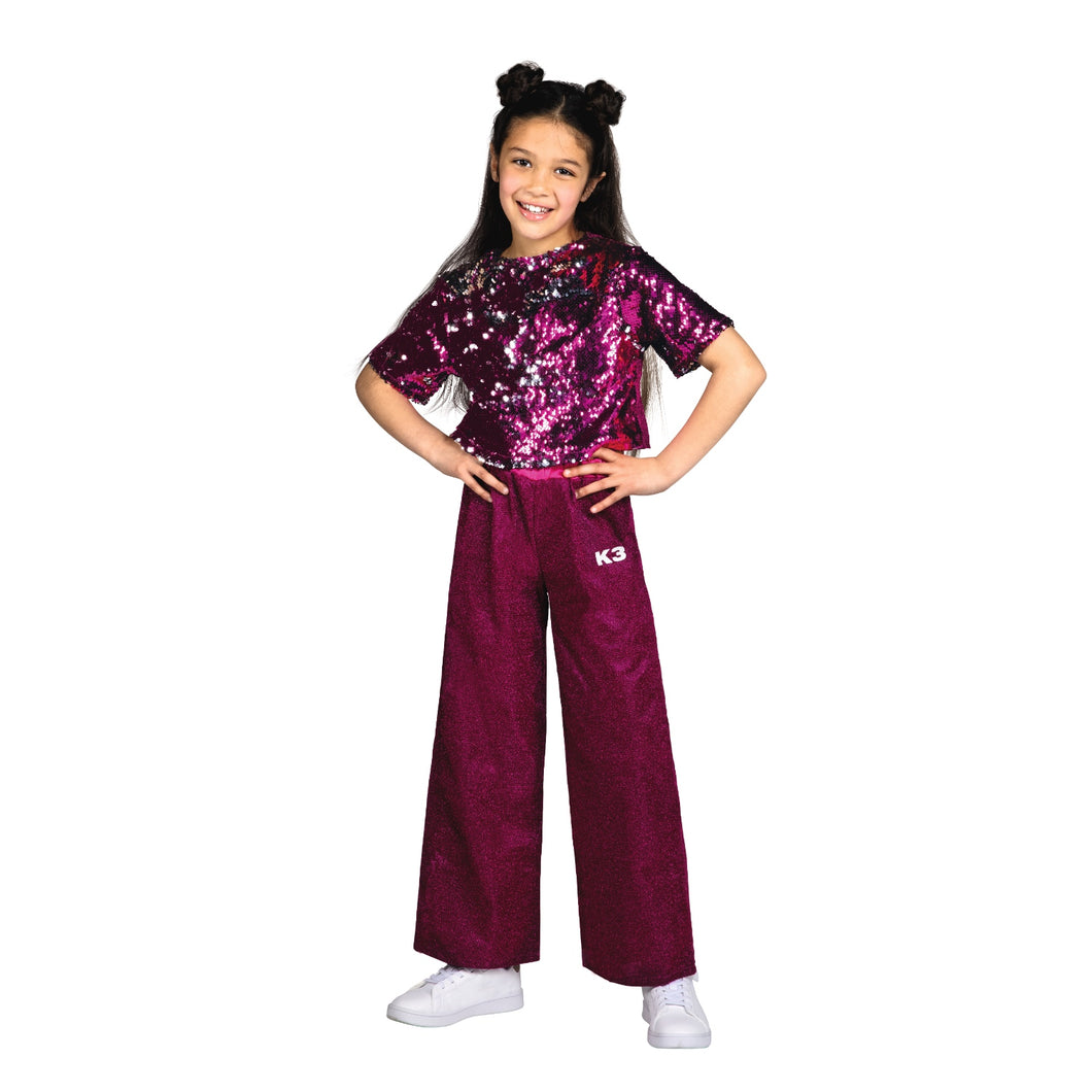 K3 Verkleedkleding Outfit Broekpak Glitter Roze  6-8 Jaar